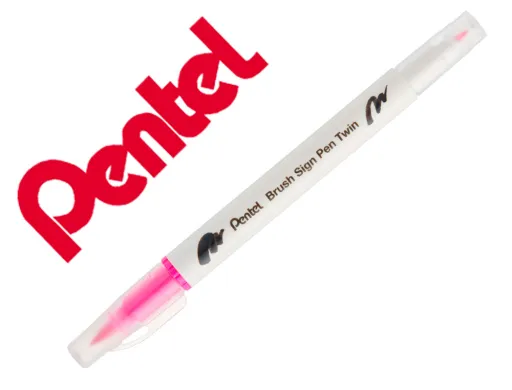 Pincel Pentel Brush Sign Pen com Ponta Dupla Cor Rosa