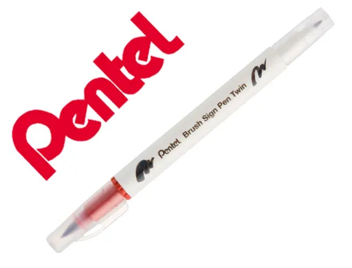 Pincel Pentel Brush Sign Pen com Ponta Dupla Cor Castanho