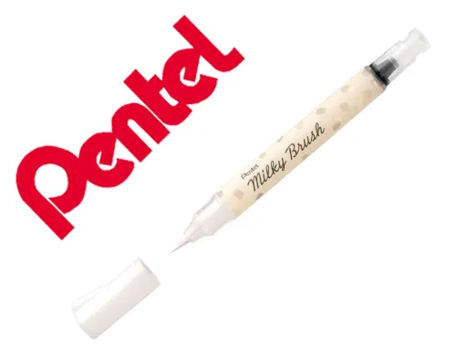 Pincel Pentel Milky Brush Cor Pastel Branco