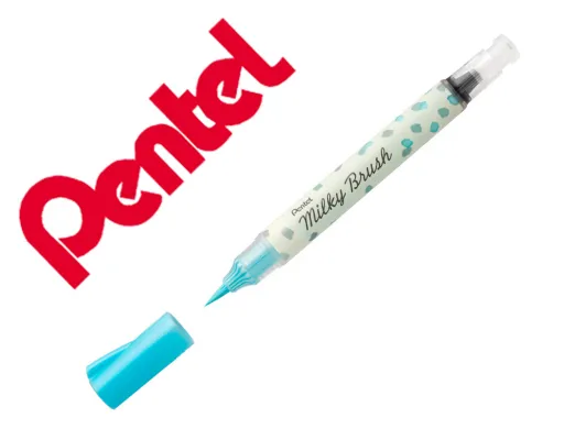 Pincel Pentel Milky Brush Cor Pastel Azul