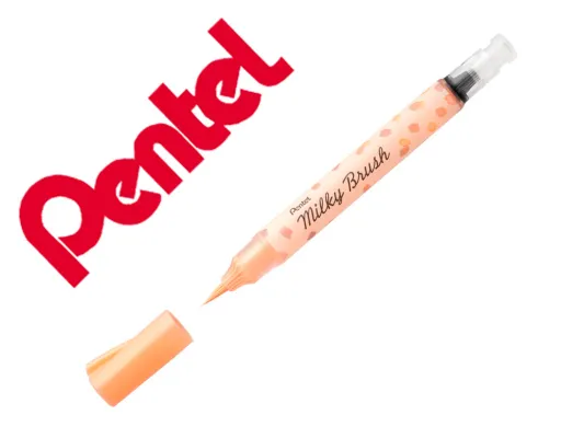 Pincel Pentel Milky Brush Cor Pastel Laranja