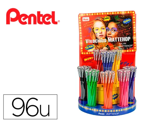 Roller Gel Pentel K110 Mattehop Expositor com 96 Unidades Sortidas