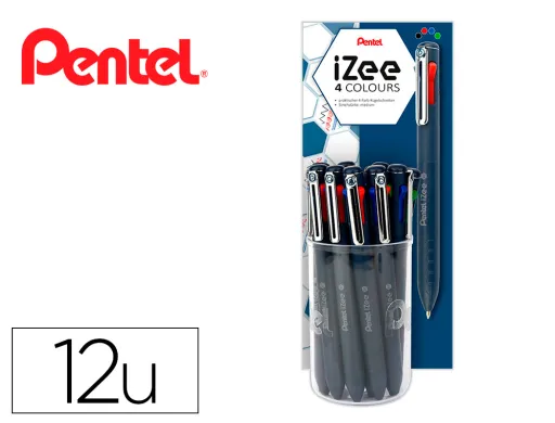 Esferografica Pentel Izee Multicolor em Copo Expositor com 12 Unidades Corpo Azul Escuro