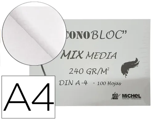 Bloco de Desenho Multitecnicas Michel Econobloc Mix Media Din a4 Colado 100 Folhas 240 gr 210x297 mm