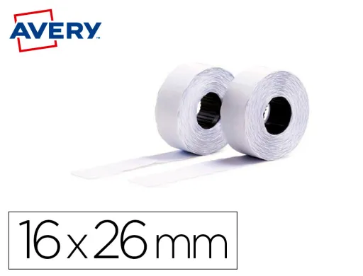 Etiqueta Adesiva Avery Ondulada Permanente 26x16 mm Branca para Etiquetadora Pl2/18 Caixa de 10 Rolos de 1200 Unidades