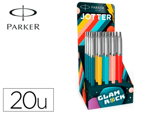 Esferografica Parker Jotter Originals Glam Rock Transit Expositor de 20 Unidades Sortidas