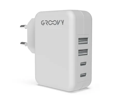 Carregador de Parede Groovy 4 Usb Cor Branco