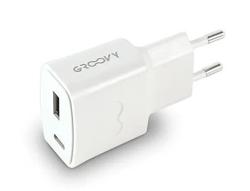 Carregador de Parede Groovy 1 Usb + 1usb-c Cor Branco