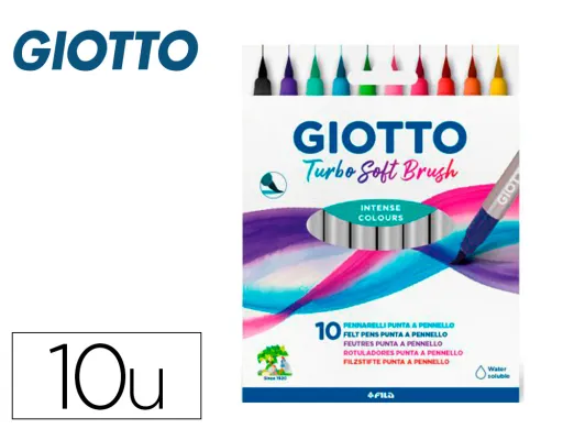 Marcador Giotto Turbo Soft Brush Ponta de Pincel Caixa de 10 Unidades Cores Sortidas