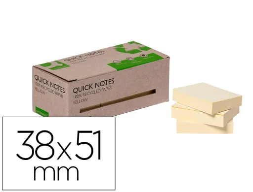 Bloco de Notas Adesivas Q-Connect 38x51 mm 100% Papel Reciclado Amarelo 1un.