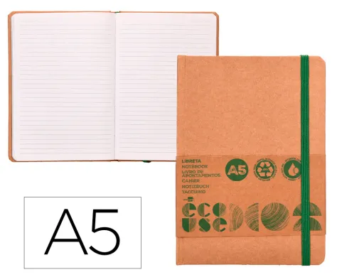 Caderno Agrafado Liderpapel Ecouse 100% Reciclado a5 96 Folhas 70g/m2 Pautado com Elastico e Marcador Paginas