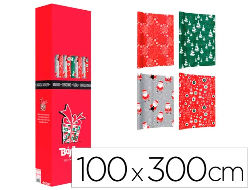 Papel Fantasia Basika Natal Rolo Largura 1 mt Comprimento 3 m Modelos Sortidos Gramagem 50 gr