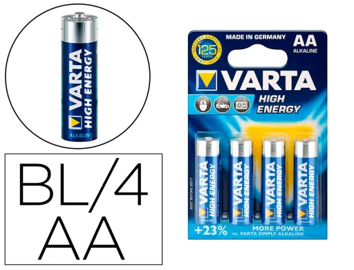 Pilha Varta Alcalina AA Tipo lr-6 Blister de 4 Unidades