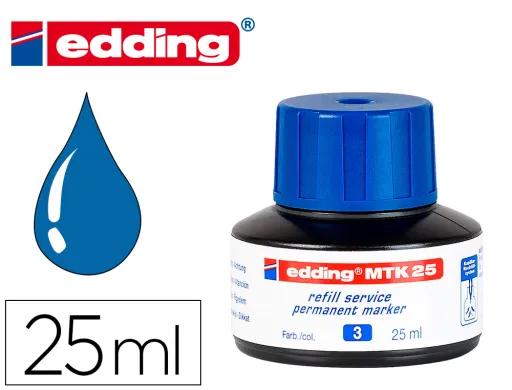 Tinta Marcador Edding Mtk-25 com Sistema Capilar Cor Azul Frasco de 25 Ml