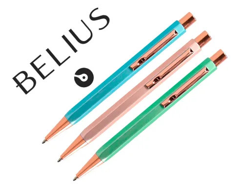 Esferografica Belius Brela Corpo Hexagonal com Clip 3 Esferograficas Cores Pastel Sortidas em Caixa de Oferta