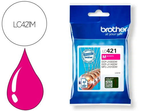 Tinteiro Brother Lc421m Dcp-J1050dw / Dcp-J1140dw / Mfc-J10 Magenta 200 Paginas