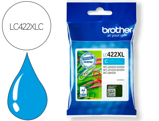 Tinteiro Brother lc-422xlc Ciano Mfc-J5340dw / Mfc-J5740dw / Mfc-J6540dw / Mfc-J6940dw 1500 Páginas