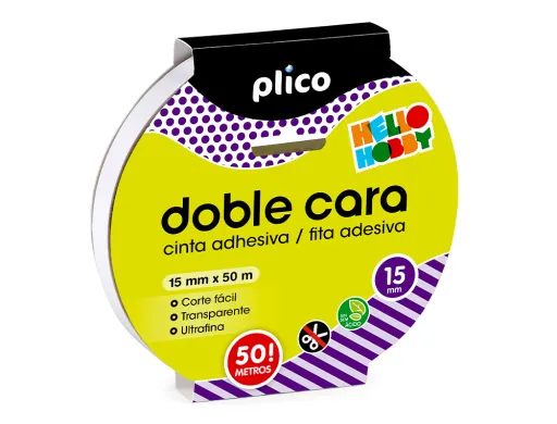 Cinta Adesiva Plico Doble Cara 50 mt X 15 mm