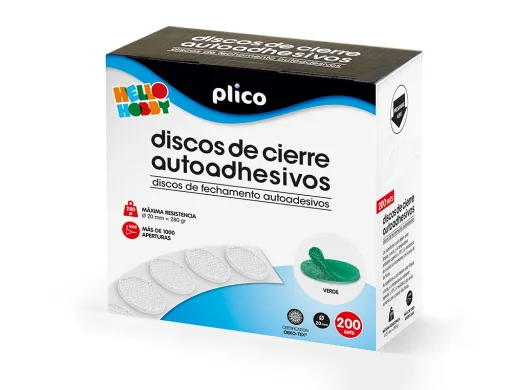 Disco de Cierre Plico Velcro Autoadhesivo 20 mm Diametro Color Verde Caixa de 200 Unidades