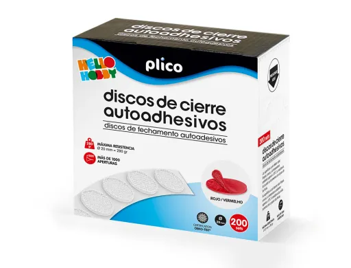 Disco de Velcro  Adesivos 20 mm Diametro Color Rojo Caixa de 200 Unidades