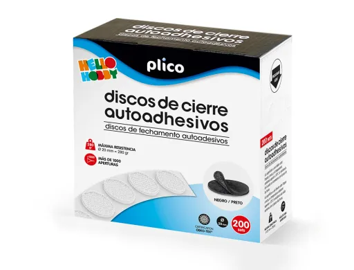 Botões de Velcro Adesivos 20 mm Diametro Color Negro Caixa de 200 Unidades