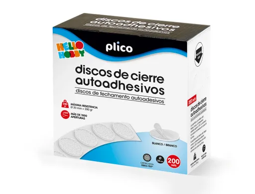 Botões de Velcro Adesivos 20 mm Diametro Color Blanco Caixa de 200 Unidades