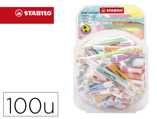 Marcador Stabilo Fluorescente Swing Cool Pastel Boiao de 100 Unidades Cores Sortidas