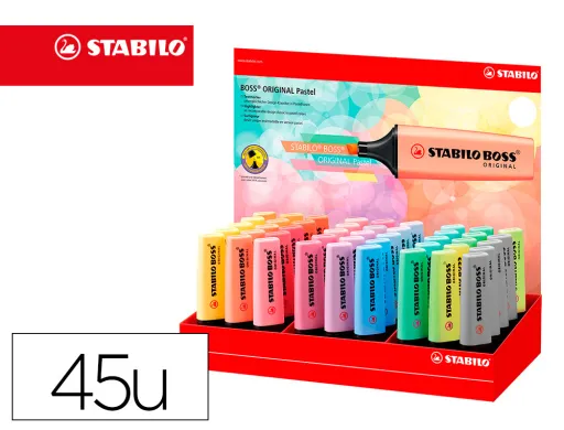 Marcador Stabilo Boss Fluorescente 70 Pastel Expositor de 45unidades Cores Sortidas