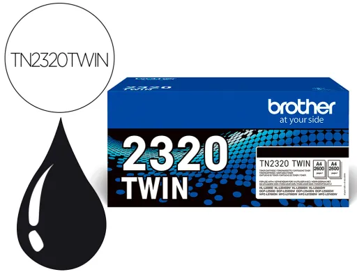 Toner Brother tn-2320 Dcpl2520dw / 2540d / Mfcl2700dw / 2720dw / 2740dw Preto 2600 Páginas Pack 2 Unidades