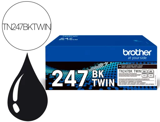 Toner Brother Tn247bk Dcp-L3510cdw / hl-L3270cdw / Mfc-L3710cw Preto 3000 Páginas Pack 2 Unidades