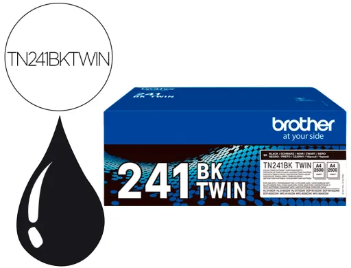 Toner Brother Tn241bktwin Hl3140 / 3170 / 3150 / Dcp9020 / Mfc9140 / 9330 / 9340 Preto 2500 Paginas Pack 2 Unidades