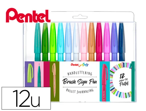 Caneta Pincel Pentel Touch em Estojo de 12 Unidades