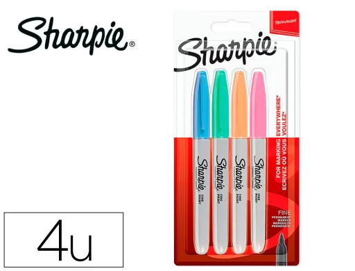 Marcador Sharpie Permanente Fino Ponta 1 mm Blister 4 Unidades Cores Pastel Sortidas