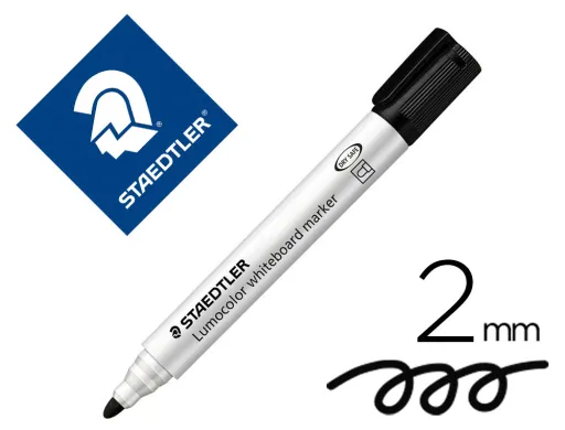 Marcador Staedtler Lumocolor 351 para Pizarra Blanca Punta Redonda 2 mm Recargable Color Negro