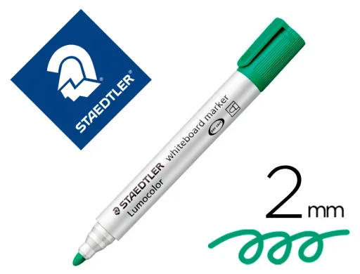 Marcador Staedtler Lumocolor 351 para Pizarra Blanca Punta Redonda 2 mm Recargable Color Verde Claro