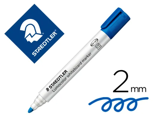 Marcador Staedtler Lumocolor 351 para Pizarra Blanca Punta Redonda 2 mm Recargable Color Azul