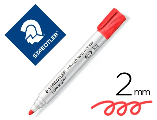 Marcador Staedtler Lumocolor 351 para Pizarra Blanca Punta Redonda 2 mm Recargable Color Rojo