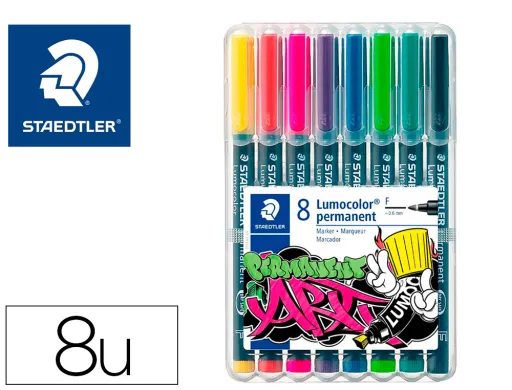 Marcador Staedtler Lumocolor Retroproyeccion Punta de Fibra 318 Estuche de 8 Unidades Colores Surtidos