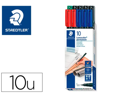 Marcador Staedtler Lumocolor Retroproyeccion Punta de Fibra 318 Caixa de 10 Unidades Colores Surtidos