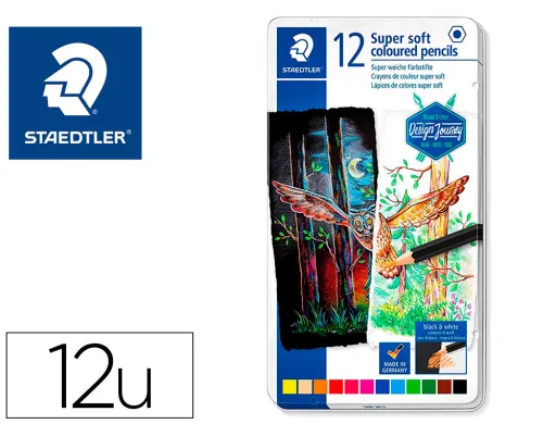 Lapices de Colores Staedtler Super Soft Caixa Metal de 12 Colores Surtidos