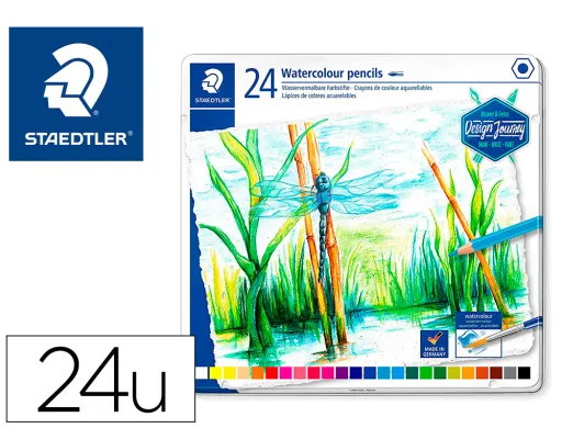 Lapices de Colores Staedtler Acuarelables Caixa Metal de 24 Colores Surtidos