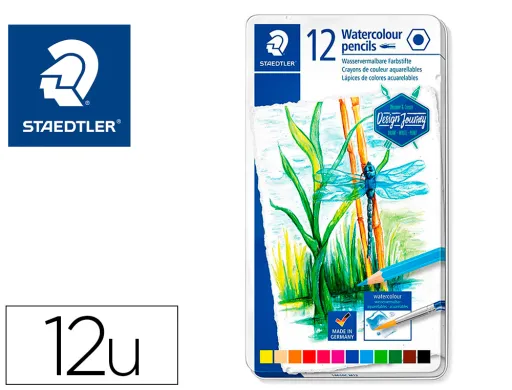 Lapices de Colores Staedtler Acuarelables Caixa Metal de 12 Colores Surtidos