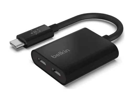 Adaptador Belkin F7u081btblk Usb-c de Audio e Carregamento Cor Preto