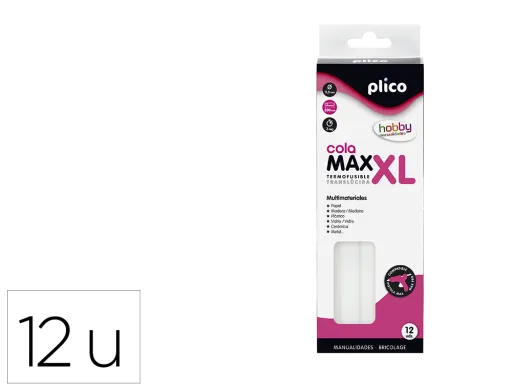 Barra Cola Quente Plico Max XL Baixa Temperatura 11,5 mm Diametro X 200 mm Altura Blister 12 Uds.