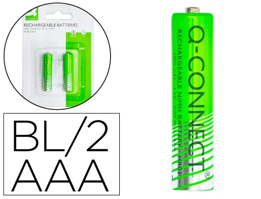 Pilha Q-Connect Alcalina AAA Recarregavel Blister de 2 Unidades