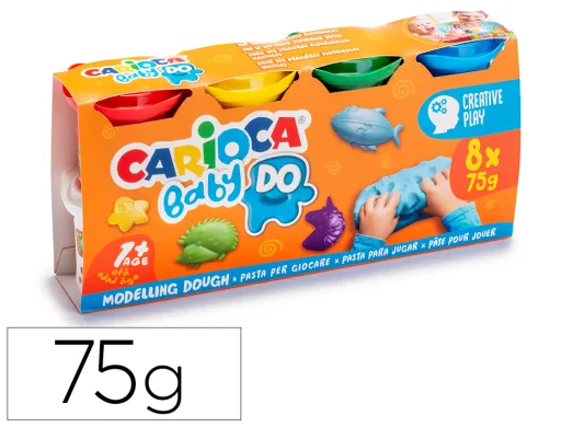 Pasta de Modelar Carioca Baby Dough Frasco 75 G Set de 8 Cores Sortidas