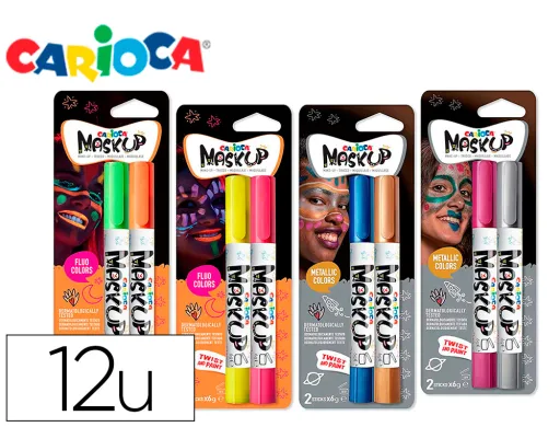 Barra de Maquilhagem Carioca Mask Up Neon / Metallic Caixa de 12 Cores Sortidas