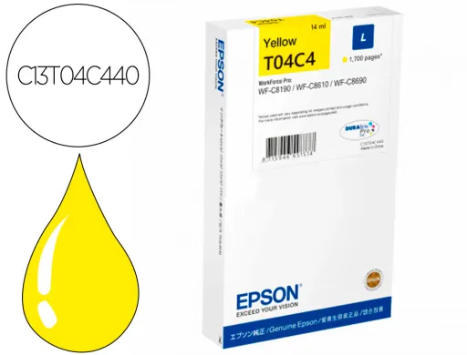 Tinteiro Epson T04c4 Amarelo 1700 Paginas