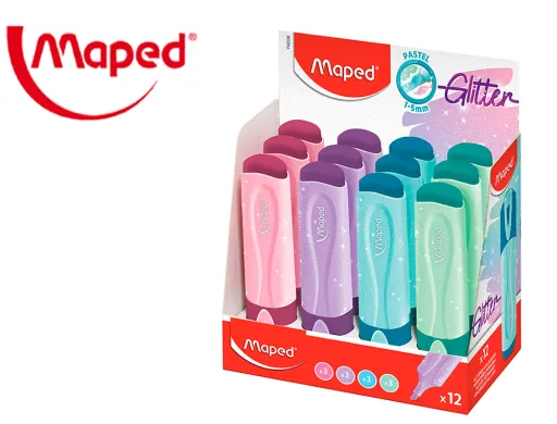 Marcador Maped Fluorescente Peps Pastel com Glitter Cores Sortidas