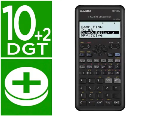 Calculadora Casio fc-100v Financeira 4 Linhas 10+2 Digitos Armazenamento Flash Calculo de Impostos com Capa Cor Cinza